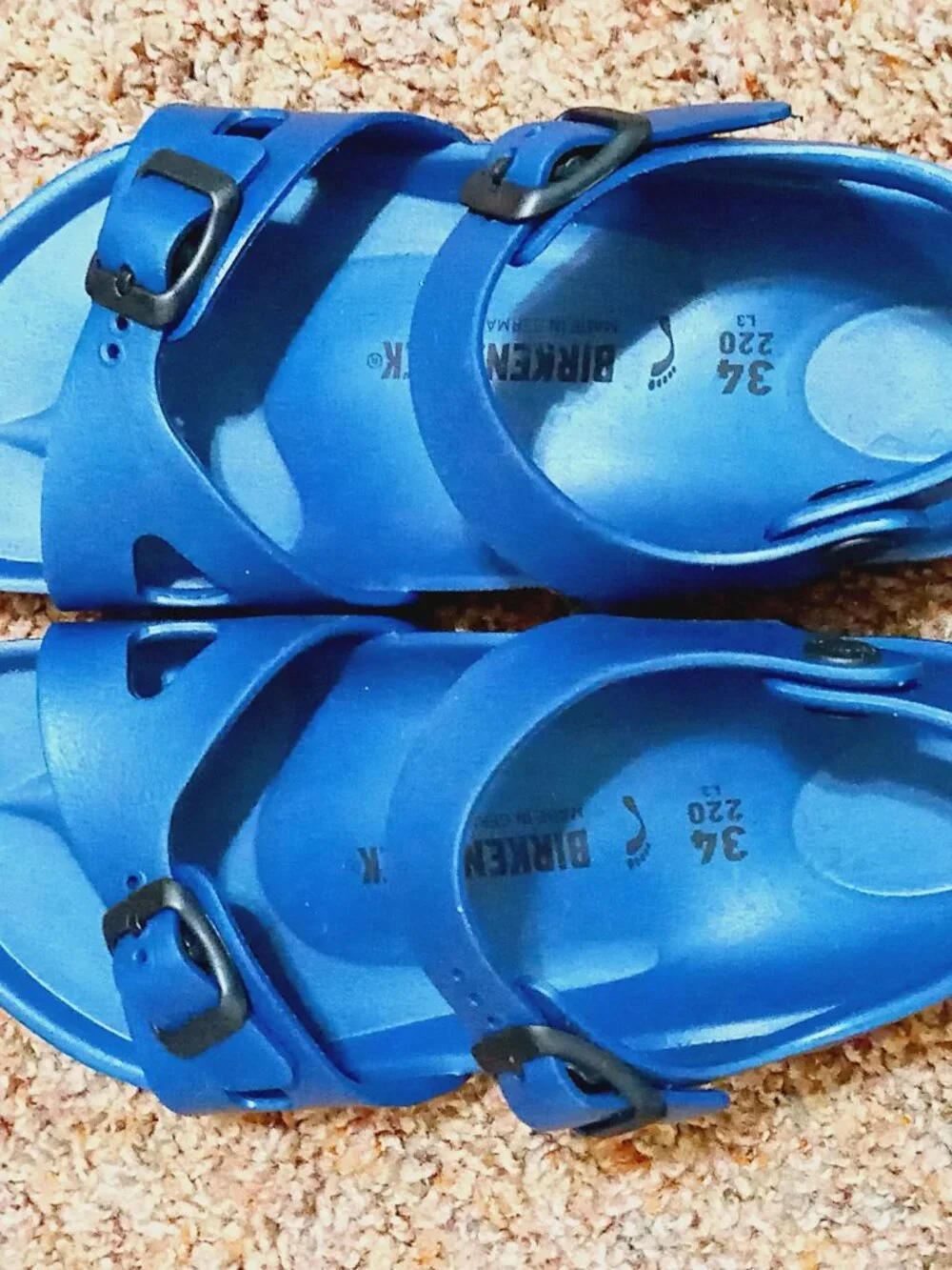 Kid's Birkenstock Blue Rio Sandals Size 34 3 better 2 or 2 1/2  Backstrap Water